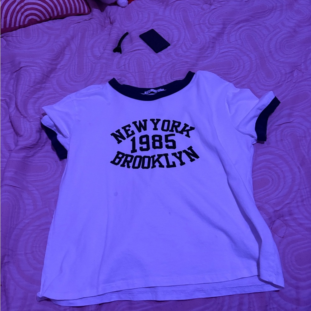 Zara Kids White and Black Graphic Tee